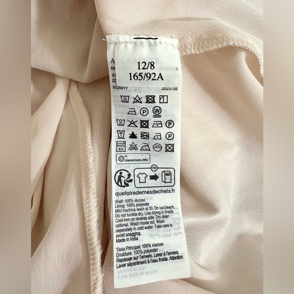 Like NEW!! 8 All Saints Cream Pink Long Sleeve Sundress - Picture 15 of 15